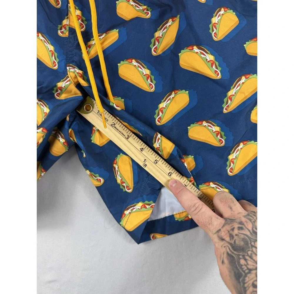 Hot Coals brand blue swim trunks shorts, taco aop, men's xl